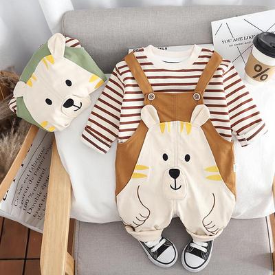 2024 Spring/Autumn Bear Strap Pullover Set for Boys (0-5 Years) - Korean Style Two-Piece