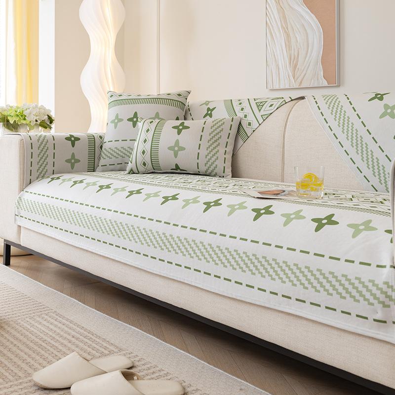 

Summer Ice Silk Bohemian Geometric Sofa Cushion Non Slip Combination Covers Universal Four Seasons 70*70