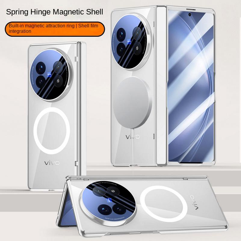 Magsafe Magnetic Transparent Screen Tempered Glass Protect Case For VIVO X Fold 5 Fold5 Spring Hinged Cover