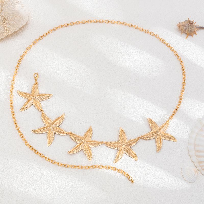 Ethnic Style Starfish Shell Waist Chain Bohemian Versatile Belt For Women High-End Dress Waistband Retro Simple Belt Gifts