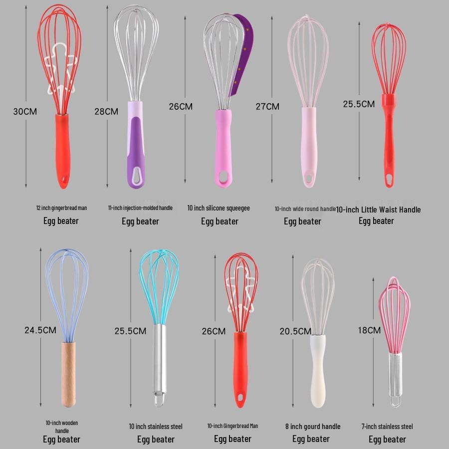 Silicone Whisk with Stainless Steel Handle for Kitchen Baking