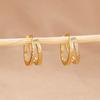 Europe Double Layered Zircon Hoop Earrings For Women Stainless Steel Personality Punk Piercing Earring Wedding Jewelry Gifts