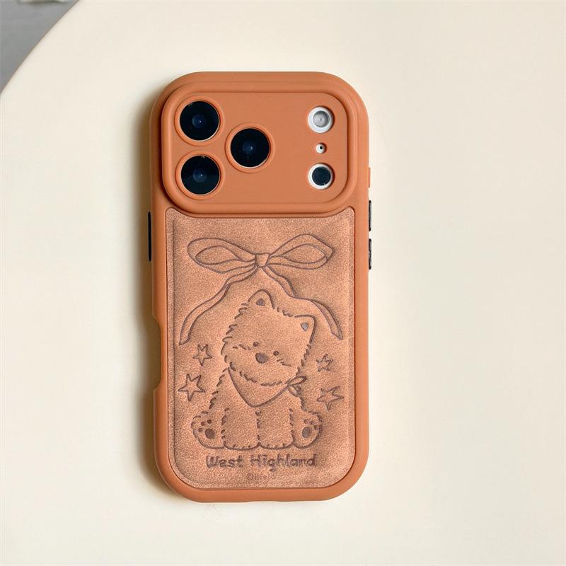 

Cartoon Leather Texture West Highland White Terrier iPhone 15/14/17/16 ProMax Anti-Fall Case iPhone 15 Pro Max