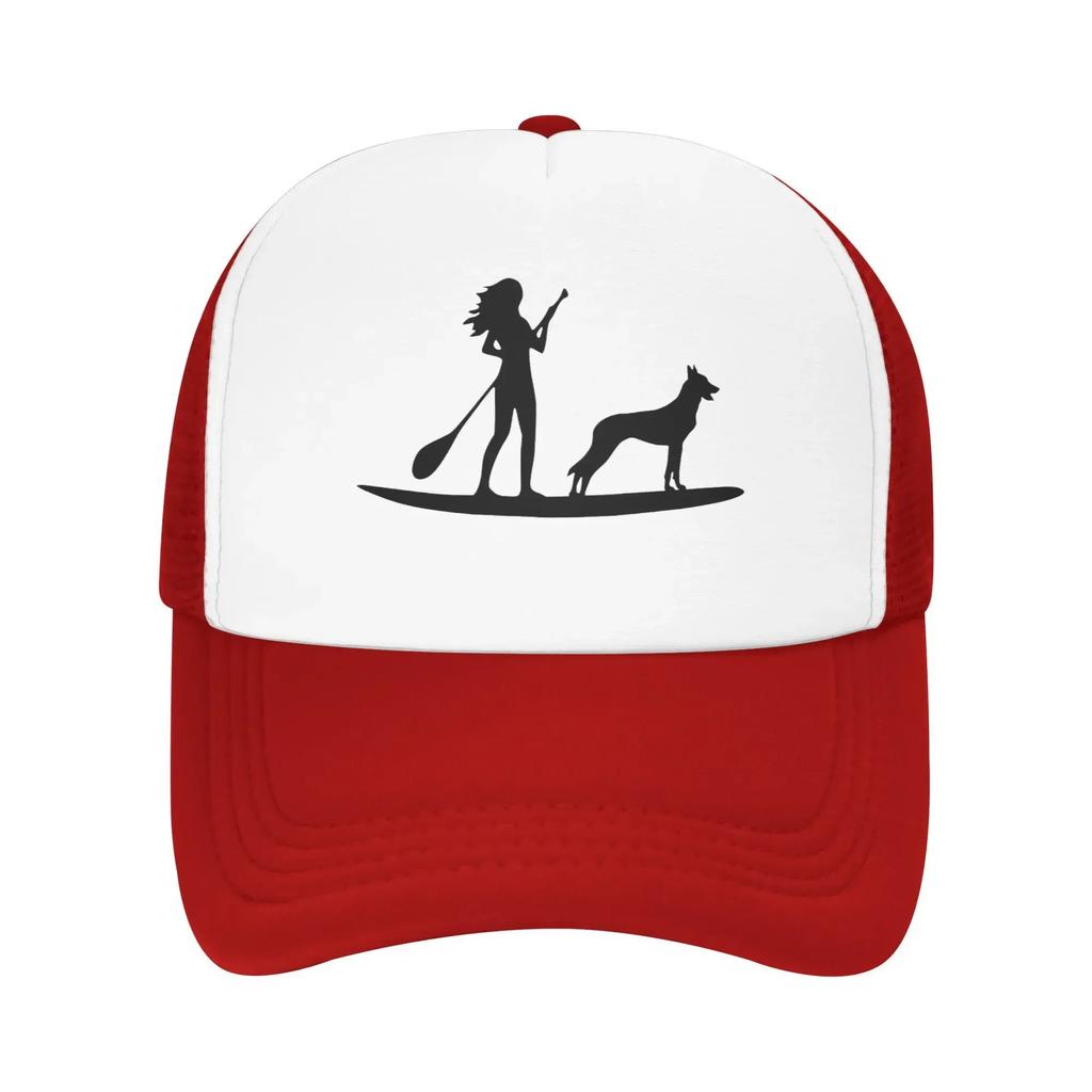 Standup Paddleboarding Belgian Malinois Dog Hiking Mesh Baseball Caps For Mens  Personalized Male Beach Coquette Hat Trucker Cap