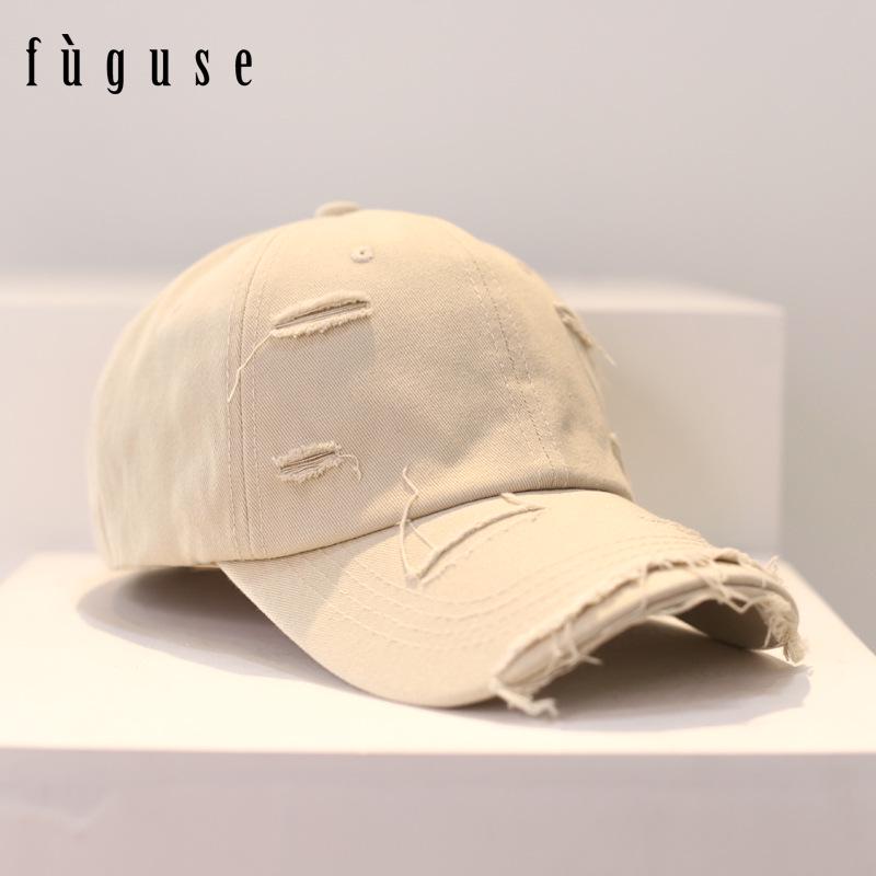 Vintage Style Distressed Ripped Baseball Cap - Unisex Trendy Spring Hip Hop Soft Curved Brim Sun Visor