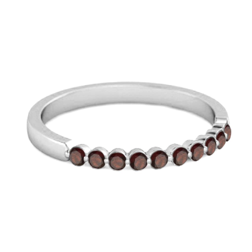 Garnet Half Eternity Design Band Ring - 925 Sterling Silver