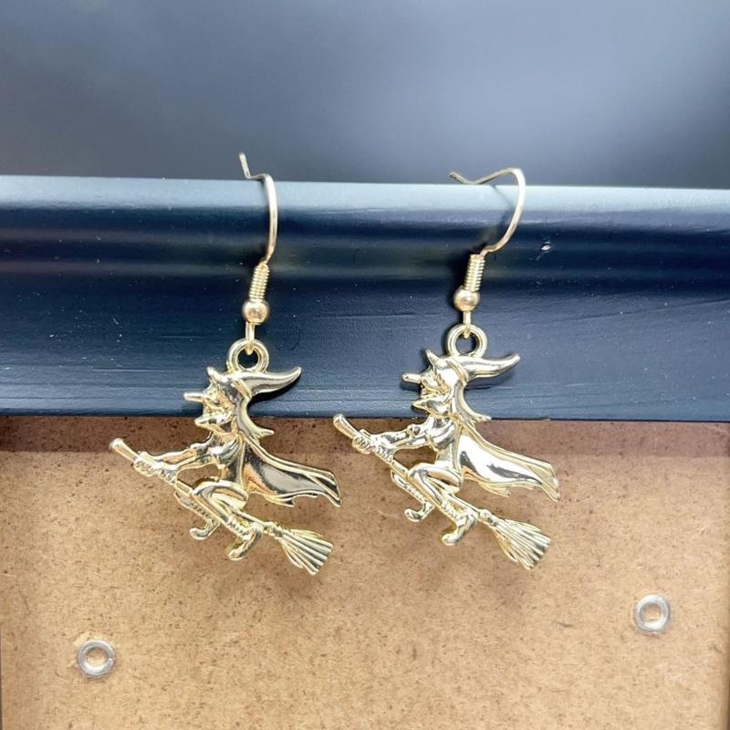 Whimsical Bat Pumpkin Cartoon Dangle Earrings Lightweight Alloy Design For Halloween Party Costume Accessories