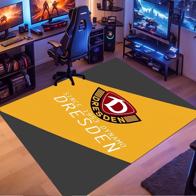 Dynamo Dresden Football Club Logo Print Area Rug Non‑Slip Rectangular Floor Mat Soccer Fan Gaming Room Home Decor Carpet