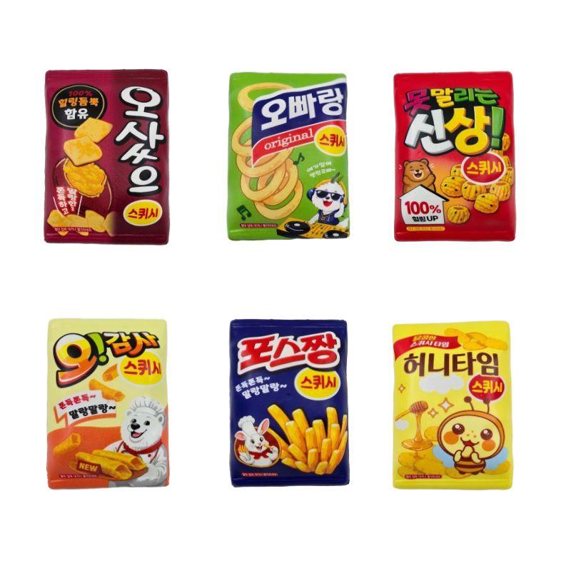 MOODnK Korean Snack & Cookie Squishy - 6-Pack Cute Stress Relief Toy Set