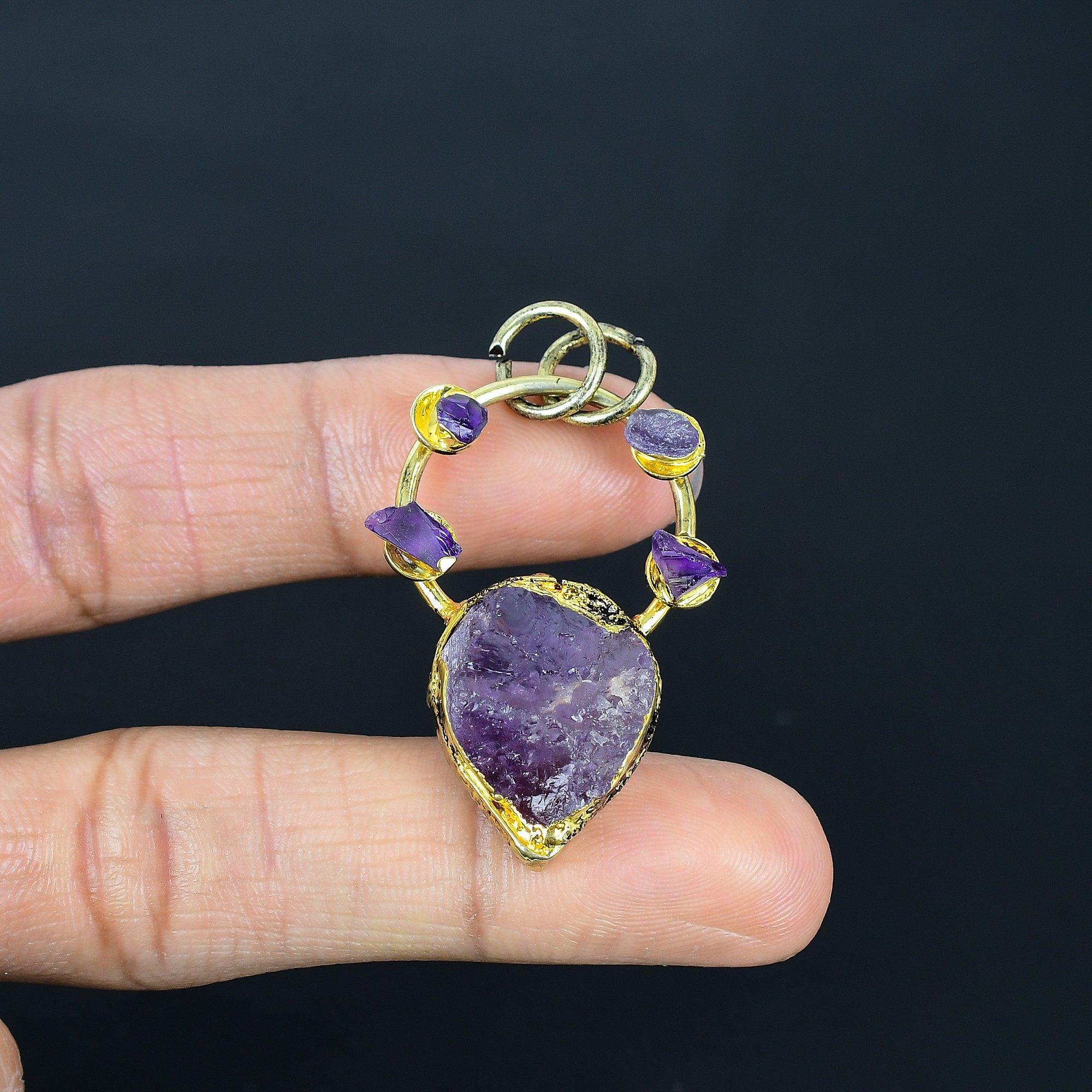 

Amethyst Pendant Gemstone Jewelry, Copper Electroformed Silver Pendant, Gift For Women Handmade Pendant 2.55 Inches