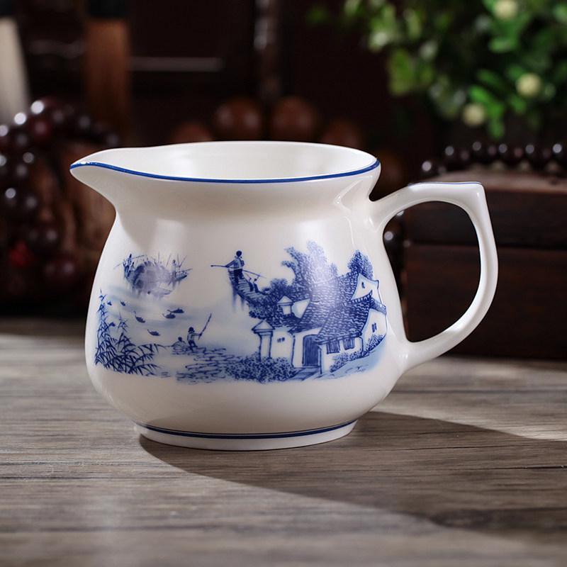 Tea Sea Blue & White Porcelain Gong Dao Bei: 250ml Spare Parts Milk Jug & Tea Separator Cold Pot.