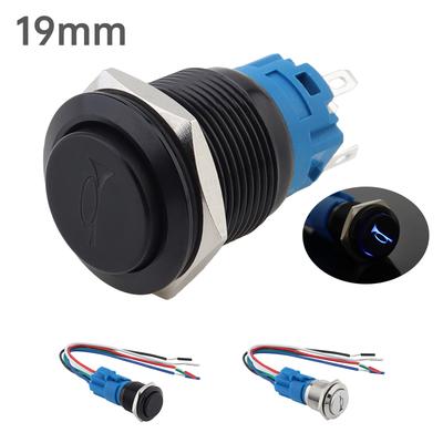 12-24V Hupenknopfschalter mit blauem Licht 5 Pin Lautsprecherhupe Momentaner Druckknopf für Marineboot Auto Luftzug mit Kabelbaum mit Stecker