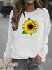 Sunflower Print Round Neck Women's Hoodie