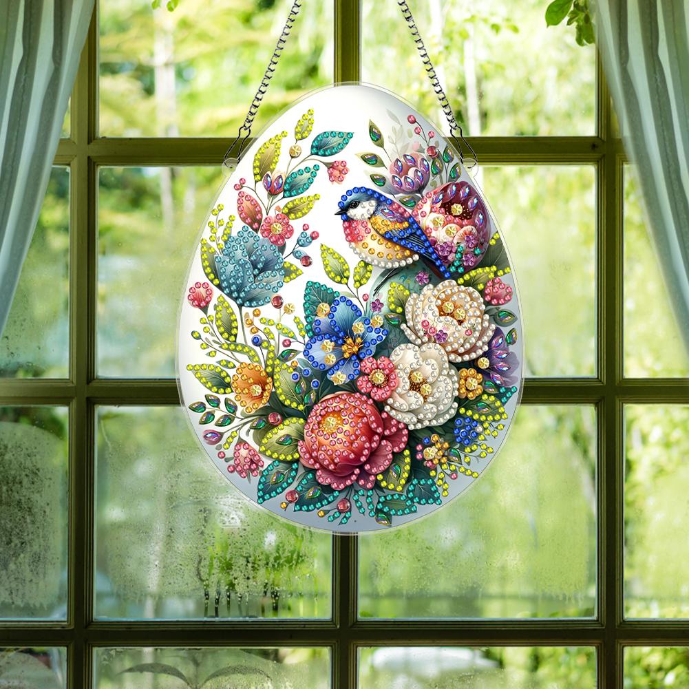 Easter Diamond Art Hanging Pendant Acrylic Diamond Painting Home Decor Rhinestone Diamond Art Window Pendants for Window Decor