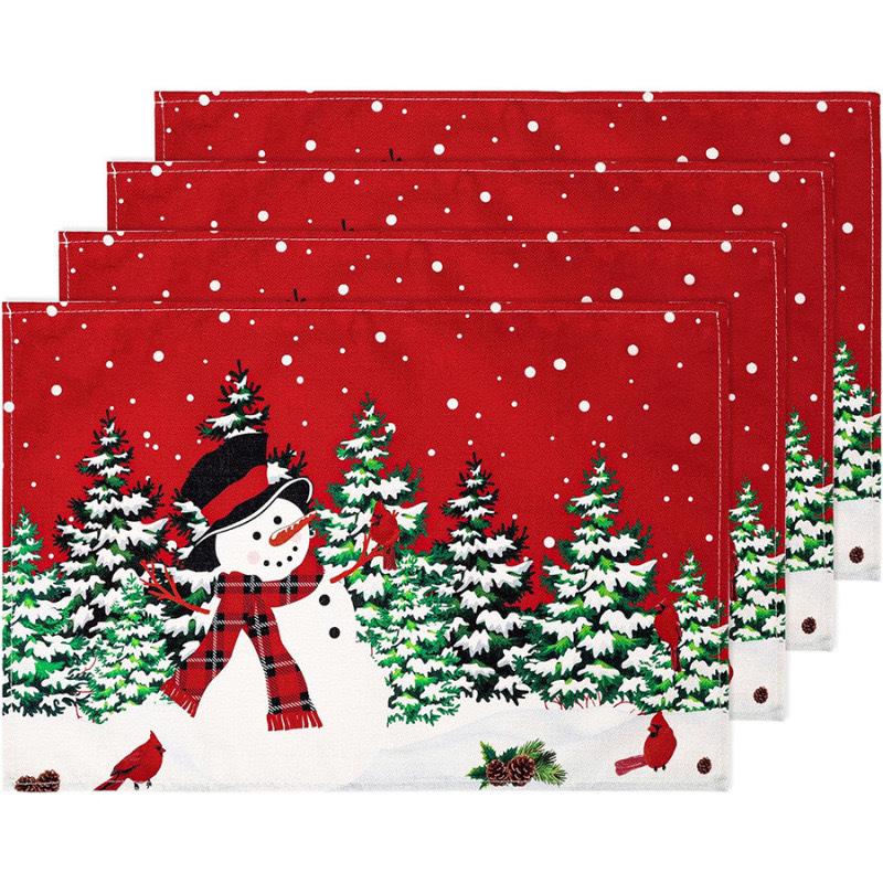 Cross-Border Bestseller Christmas Linen Placemat - Festive Letters & Colors for Restaurant Decoration