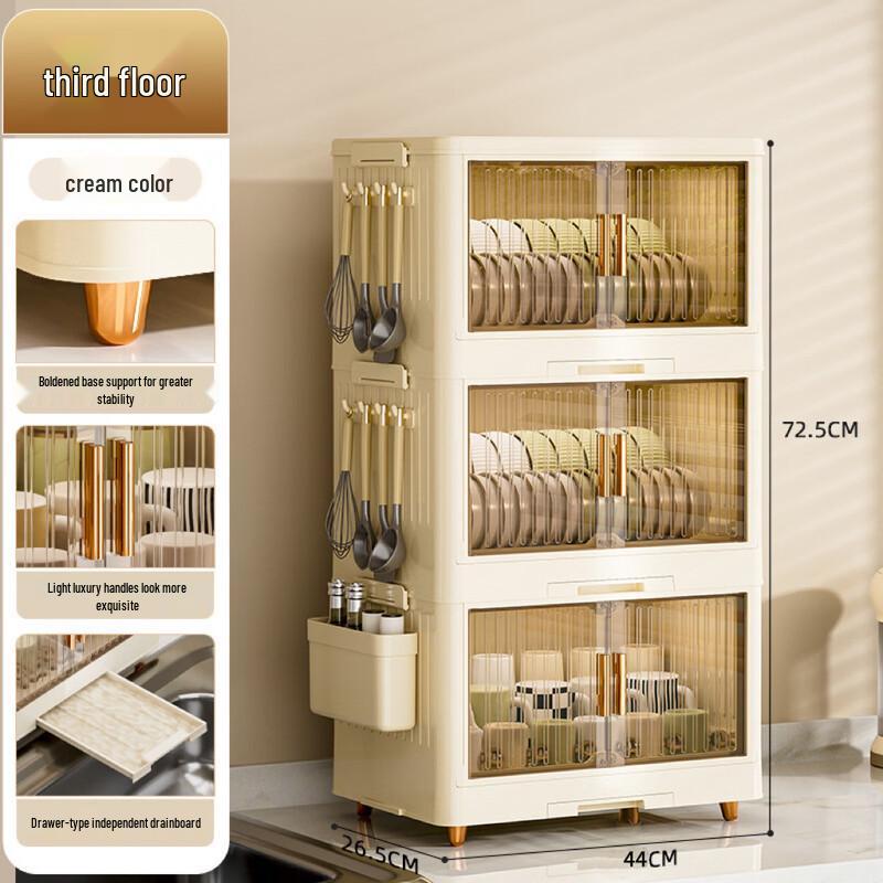 Dustproof 3-Tier Kitchen Dish Storage Rack