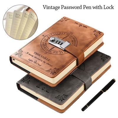 PU Leather Notepad With Password Lock Diary Notebook Creative Password Notebook