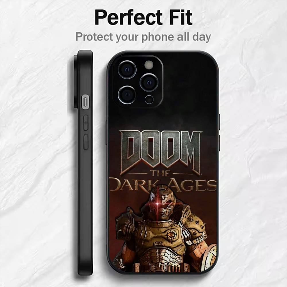 Game D-DOOM Printed Phone Case For iPhone17,16,15,14,13,12 Plus,Max Soft Silicone Black Cover