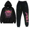 Womens Casual Hooded Tracksuit Set Geometric Print Loose Fit Long Sleeve 2 Piece Sportswear
