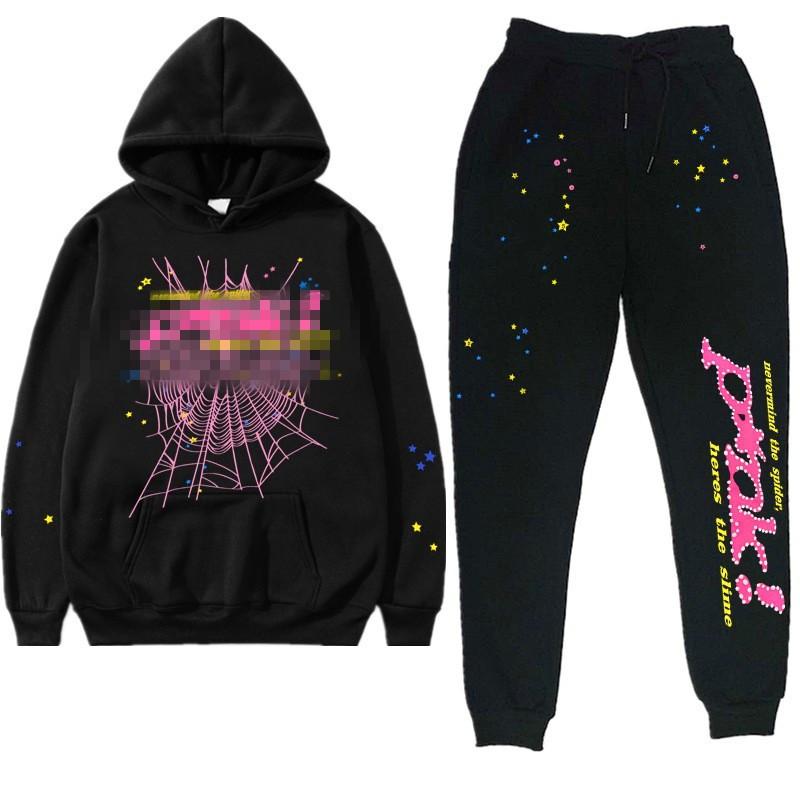 Womens Casual Hooded Tracksuit Set Geometric Print Loose Fit Long Sleeve 2 Piece Sportswear