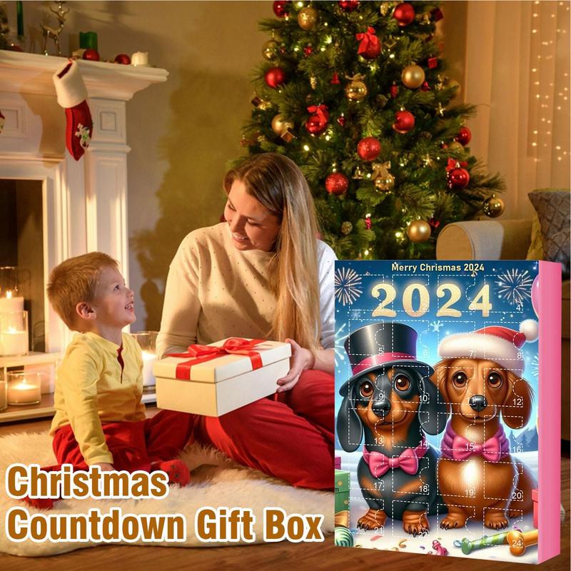 Christmas Dachshund Advent Calendar 2D Flat Acrylic Dog Pendants Countdown Calendar Advent Calendar Countdown Calendar Dog 2025