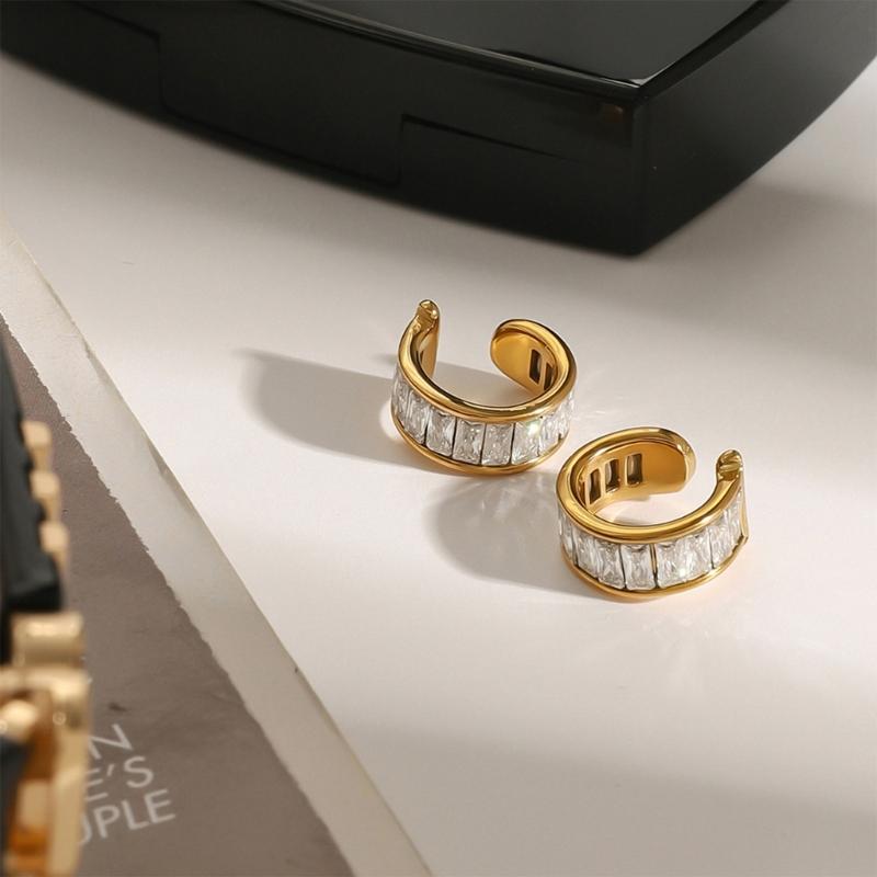 Ear Cuffs Estilosos Com Strass Versátil Ear Cuff de Strass Brilhantes Presilhas de Orelha Charme Adequado Para Todos os Estilos