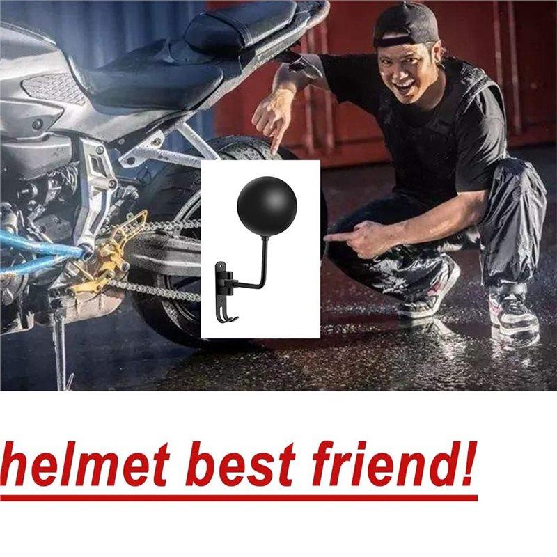 2025 Trend Rotation Metal Helmet Holder, 2Pcs Motorcycle Helmet Rack Wall Mount With Hooks Hanger