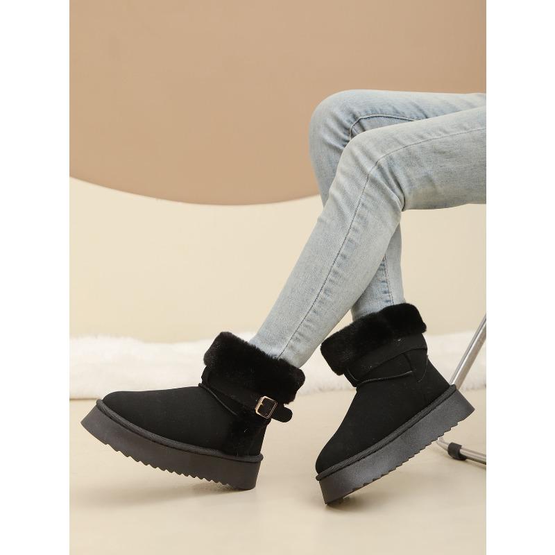 Mid-Calf Snow Boots for Women 2025 Plus Size Winter New Arrival Fashionable Versatile Anti-Slip Warm Thick-Sole Cotton Boots