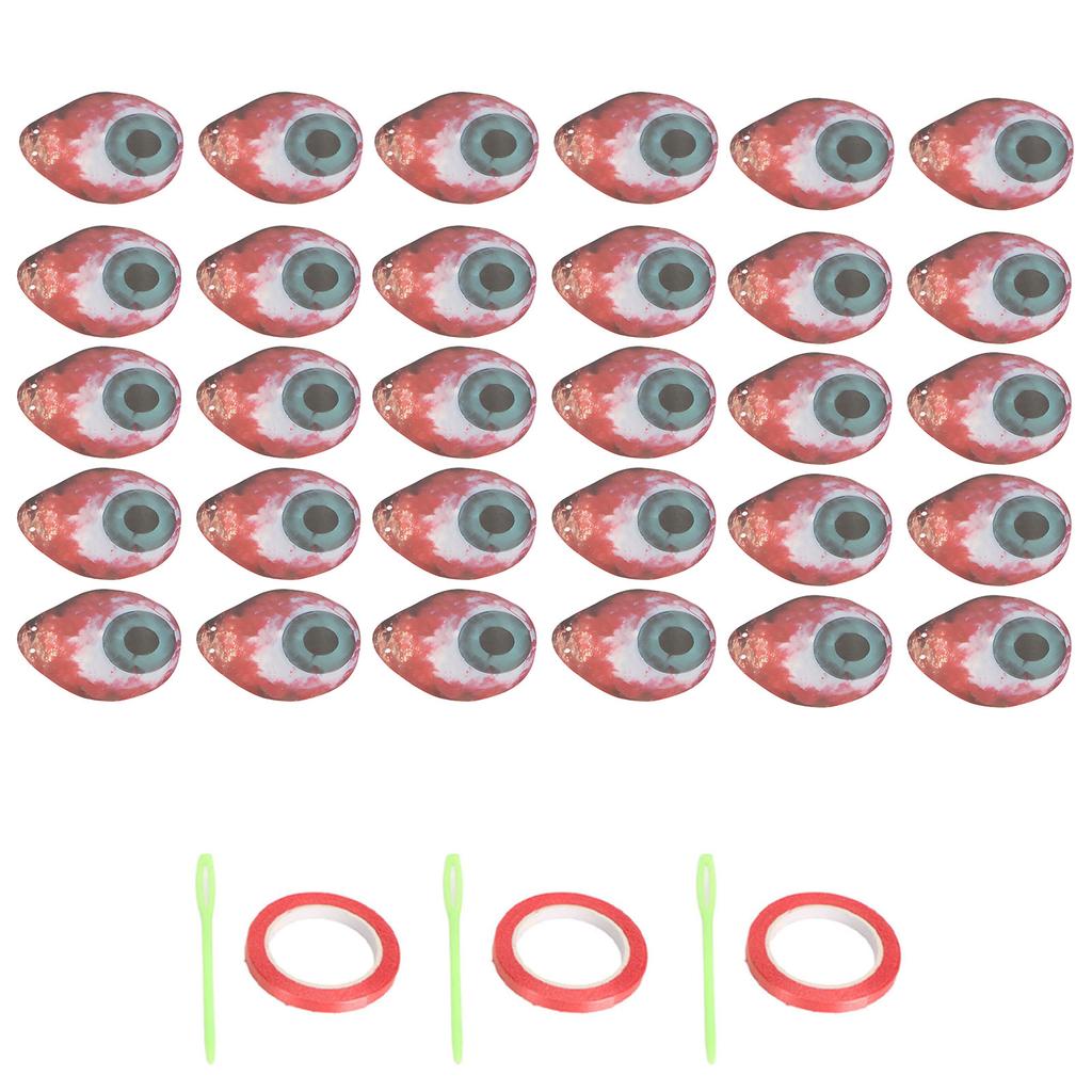 30 Stück Blutiges Augapfel-Banner Gruselig Lebensecht Helle Farben Halloween Blutiges Banner mit Spulen-Nadeln für Dekoration Party