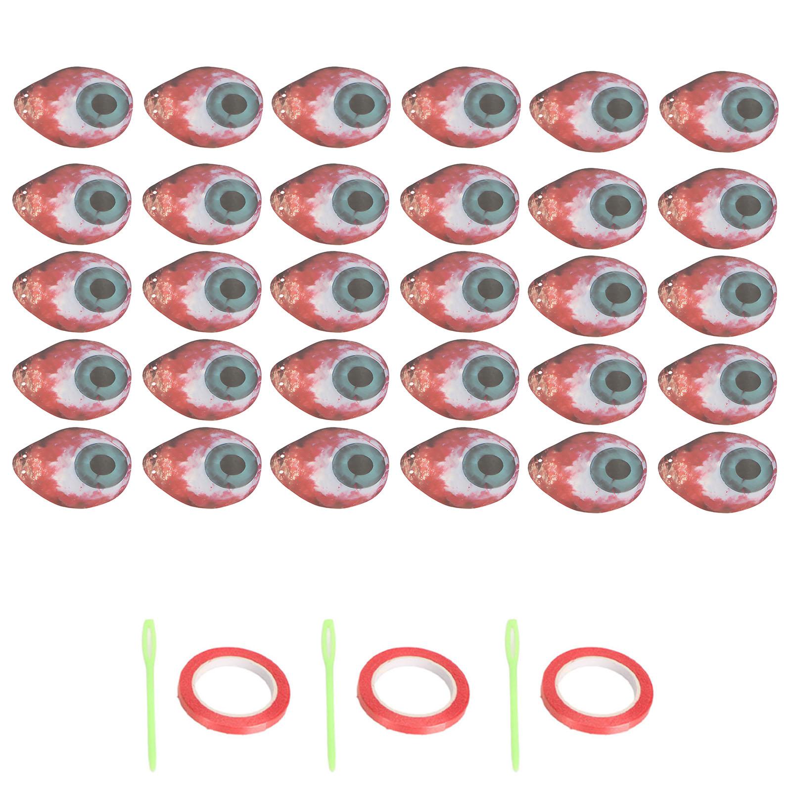 Wosawe Outdoor Sports 30Pcs Bloody Eyeball Banner Scary Lifelike Bright Colors Halloween Bloody Banner With Coil Needles For Decoration Party