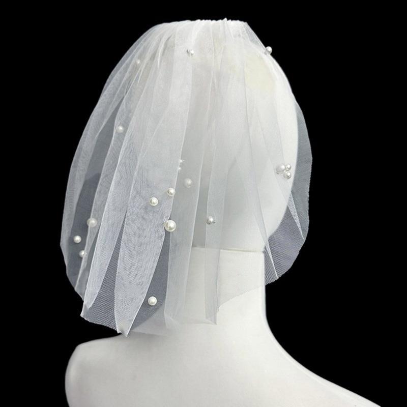 Delicate Wedding Bridal Lace Veil with Pearl/ Bowknot Girls Bride Veil Long Tulle Wedding Tiaras for Marriage Women
