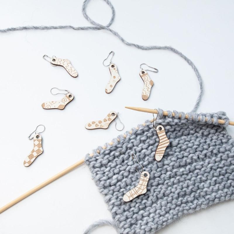 Holz Anhänger Strickmaschenmarkierer Holz Häkelnadelverschluss Für DIY Bastelmarkierer