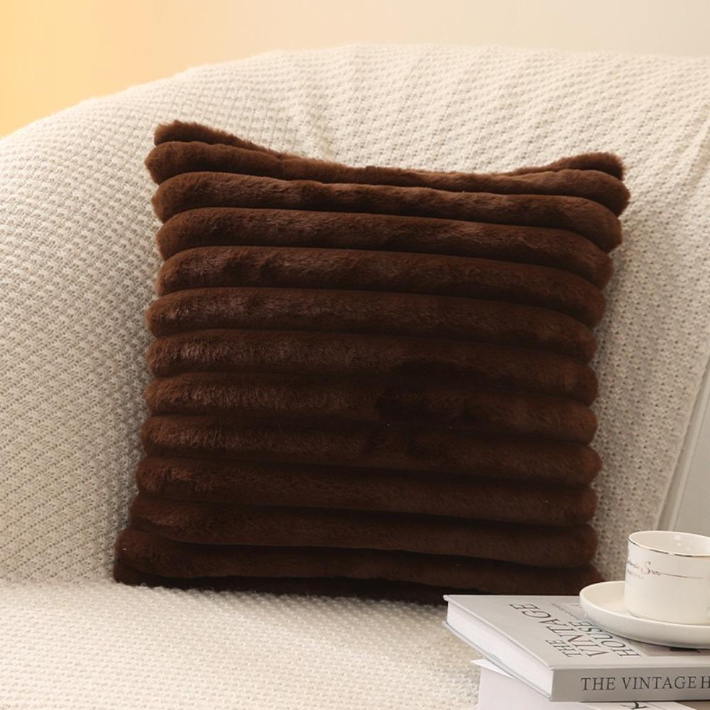 Thick Striped Square Pillow Cushion Cover Soft Plush Pillow Case Protector New Cushion Cover