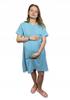 Maternity Nightgown for Childbirth Cotton Short Sleeve Size Light Blue