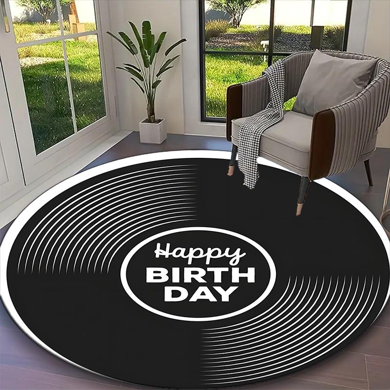 1pc Note Printed Chair Rug for Home Office Use, Living Room Kitchen Game Room Round Carpet