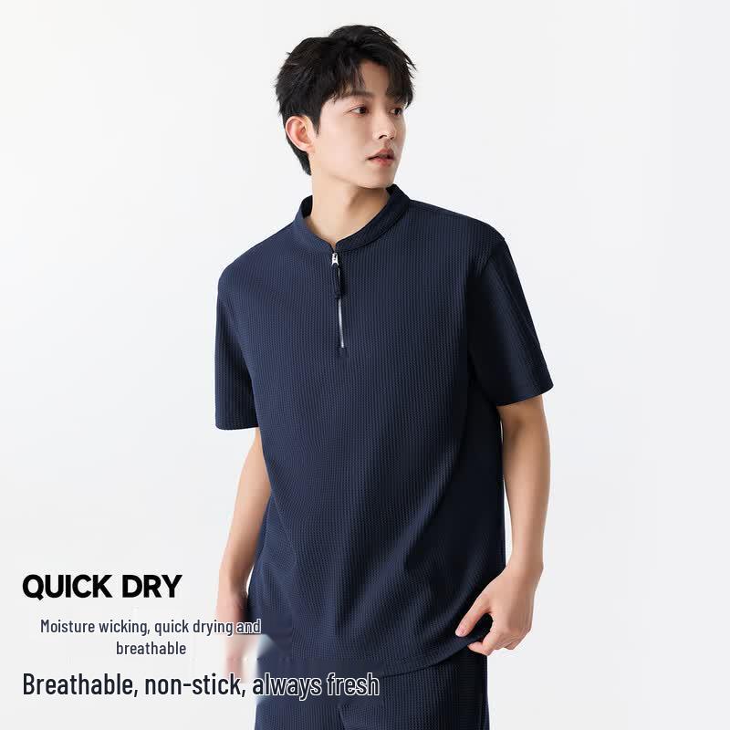 MINISO Men's Half-Zip Quick-Dry Polo T-Shirt
