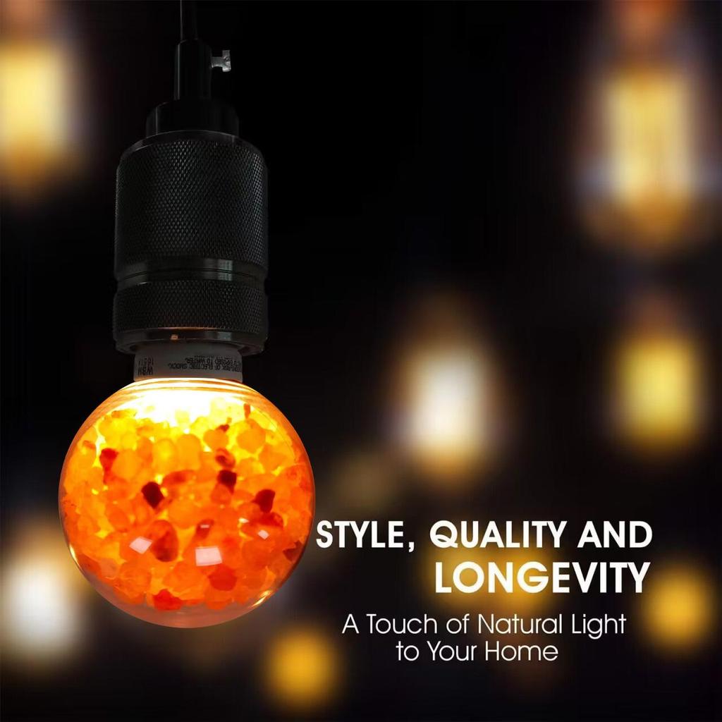 Himalayan Glow Salt Light Bulbs 60-Watt Equivalent, Warm Amber Glow, 2Pcs