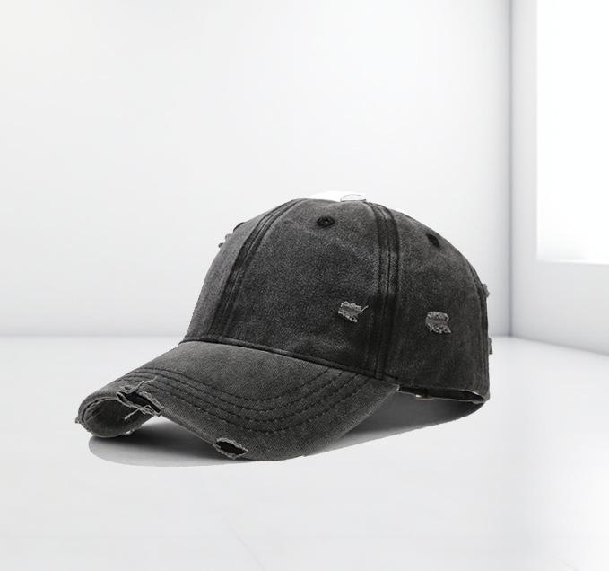 Retro Distressed Baseball Cap with Duckbill and Optional Embroidered Logo