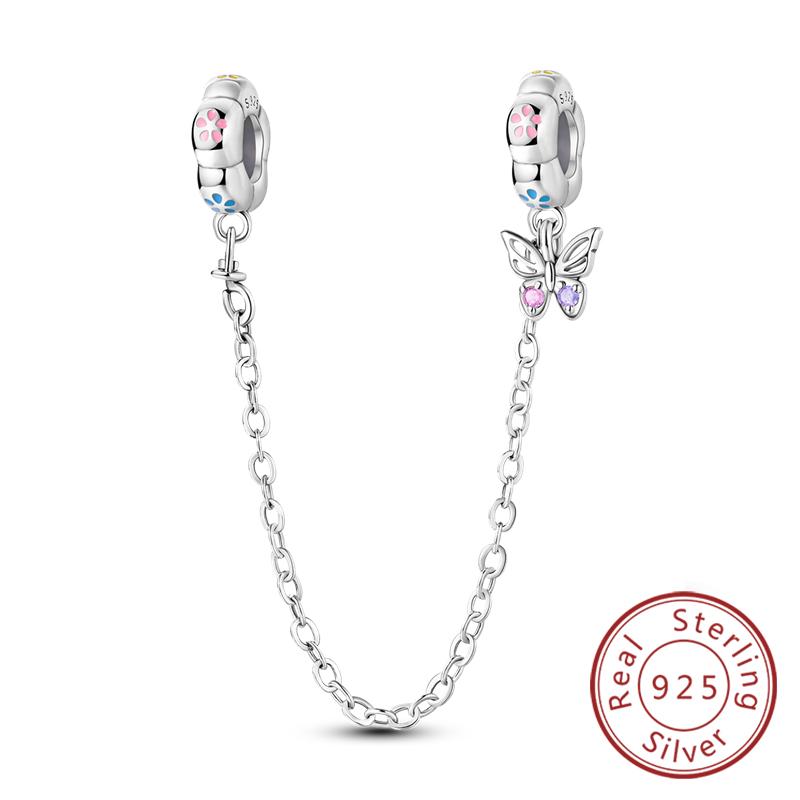 New Original Safety Chain Clasp Clip Charm Bead Copper Heart Bow Star Moon Fit Bracelet Diy Woman Girl Jewelry Gift