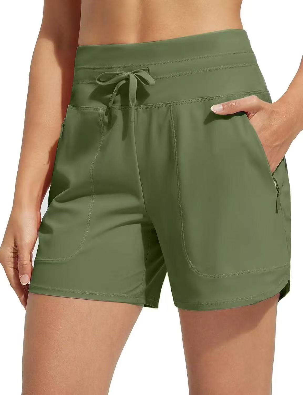 

Shorts Women s High Waist Yoga Shorts Loose Casual Sports Three-Point Pants 3XL армія зелений колір