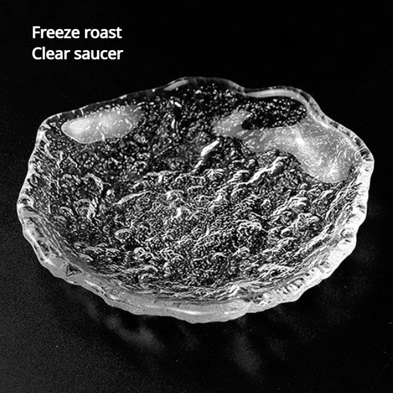 1 set da 50 ml di piccole tazze da tè in vetro irregolare, resistenti al calore, in vetro spesso con sottobicchiere, adatte per bevande calde come tè e caffè.