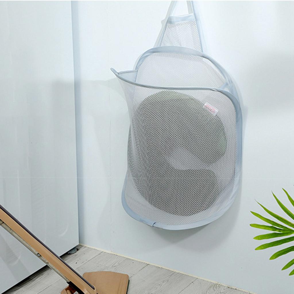 Hanging Laundry Hamper Foldable Space Saving Wall Hanging Laundry Basket for Bathroom Gray