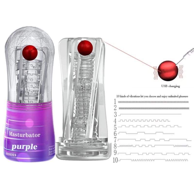 Silicone Aircraft Cup Penis Masturbation Cup for Men Vibration Blowjob Sucking Machine Transparent Soft Pussy Adult Sex Toy
