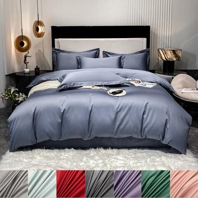 3tlg./Set Weiche Luxus Ägyptische Baumwolle Bettbezug Luxus Einfarbig Komfortabler Steppdeckenbezug Kissenbezug für Einzel Doppel Queen King