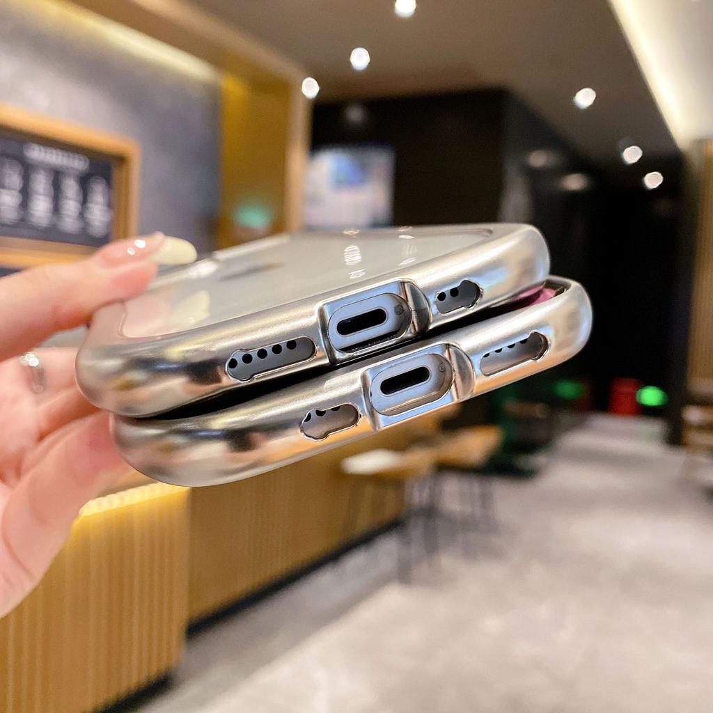 Apple 16PROMAX Electroplated Silver Cat Ear Phone Case IPhone13 X Simple Tpu Protection Case