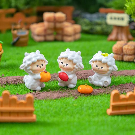 Mini Ovce Figurka Pryskyřice Miniaturní Zvíře Ornament Podzimní Sklizeň Socha Ovce pro Pohádkovou Zahradu DIY Řemeslo Mikro Krajina