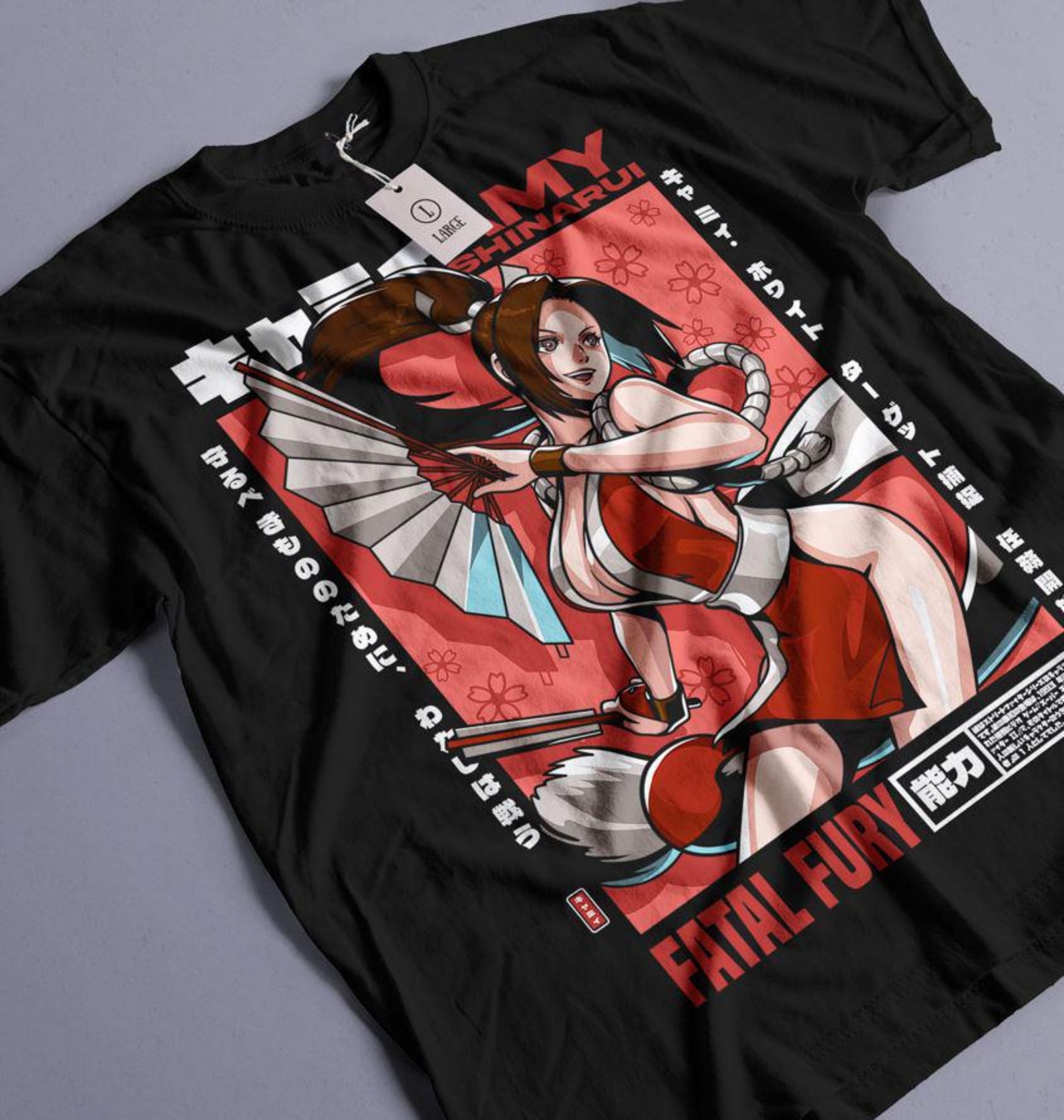 Unisex Fatal Fury KOF Mai Shiranui Gaming T-Shirt, Retro Anime Waifu Shirt S