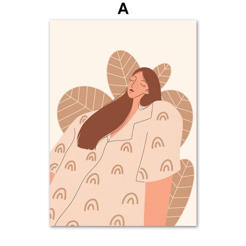 

Boho Lines Sun Girl Vase Leaf Rainbow Geometry Wall Art Canvas Painting Nordic Posters And Prints Pictures For Living Room Decor 21cm×30cm NoFrame