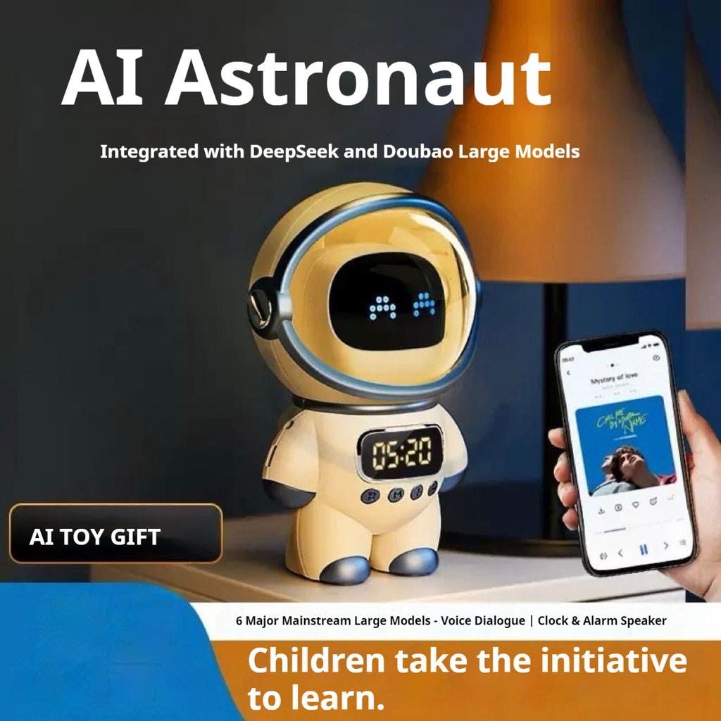 Ai Smart Ai Voice Chat Robot Bluetooth Speaker Digital Alarm Clock Sleep Aid Night Light Home Kids Companion Festival Gift