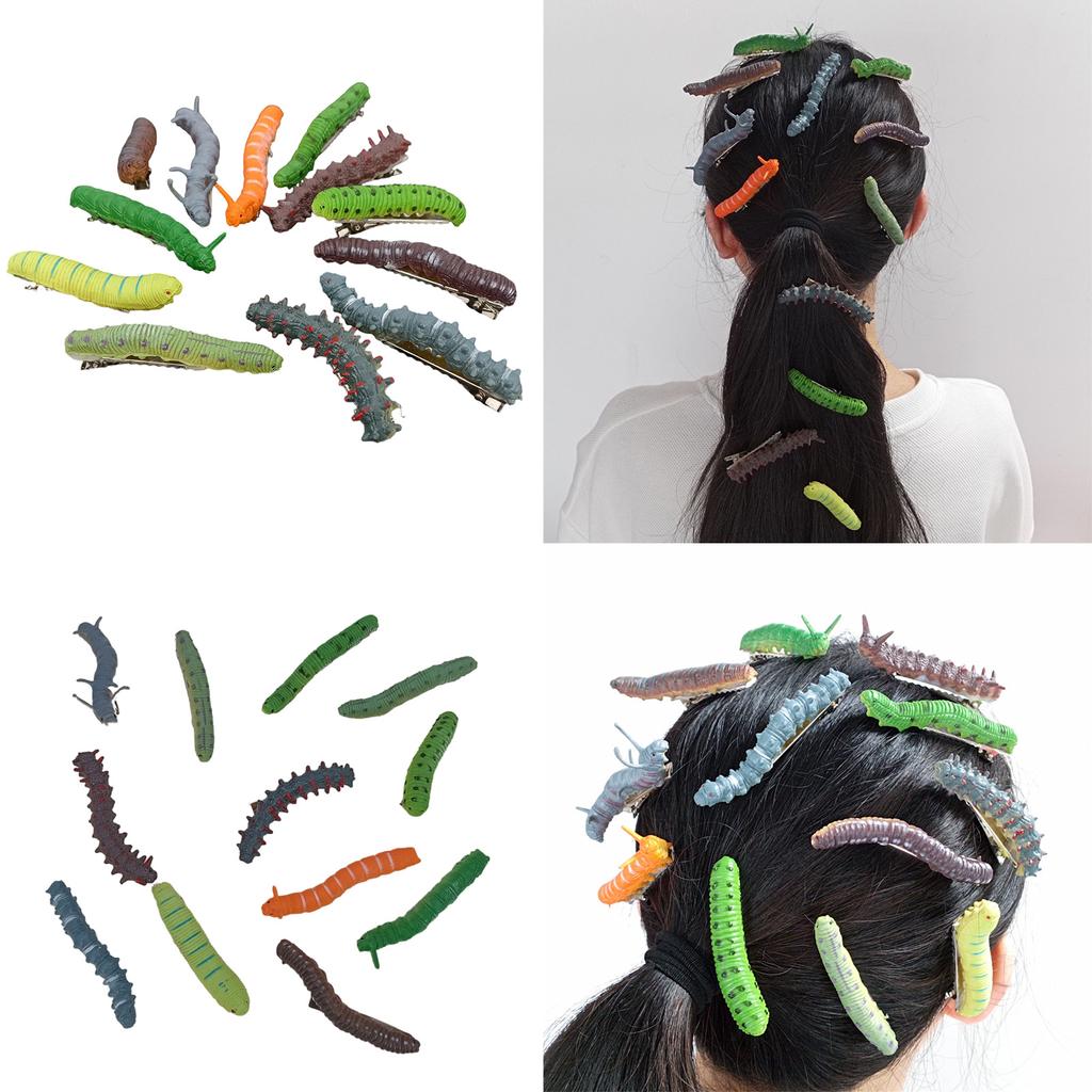 Set of 12 Versatile Caterpillar Hairpin Unique Caterpillar Hair Grips Decoration Stylish Hair Clip Hair Ornament
